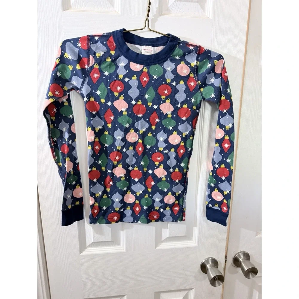 Hanna Andersson Shiny Bright Ornaments Multicolored Pajama Top Size 12